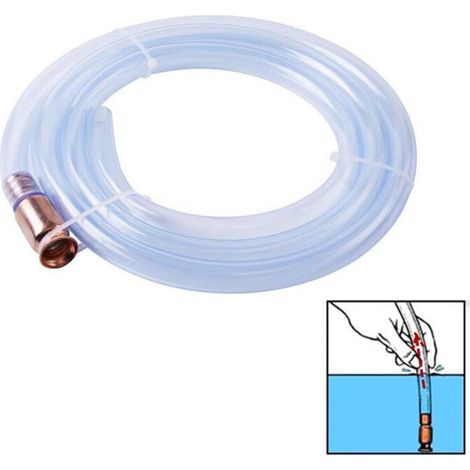 Tuyau siphon pompe manuelle pour carburant – Valve en cuivre – Tuyau PVC transparent 187 cm – Débit 4 L/min pour essence et eau (1/4)