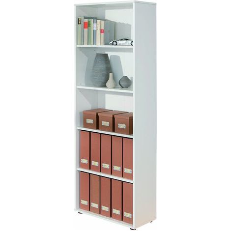 Etagère 5 Niveaux en melamine Blanc, Dim : L60 x P30 x H180 cm -PEGANE- (1/2)