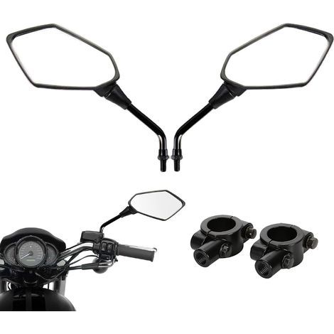 Rétroviseurs universels pour moto, rétroviseurs d'extrémité de guidon en métal, 1 paire de rétroviseurs en plastique ABS avec support, pour scooter et moto sportive (noir) (1/5)