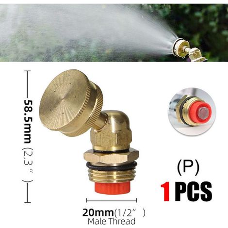 1 ugello nebulizzatore in ottone, DN15, con filtro integrato, per irrigazione da giardino, tubo per irrigazione esterna (1/5)