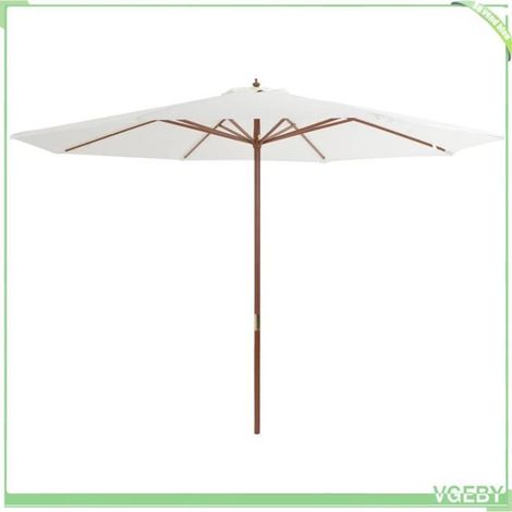 Parasol d'extérieur - FAFEICY - 44527 - Ø350 cm - Mât bois 48 mm - Toile polyester anti-UV (1/4)