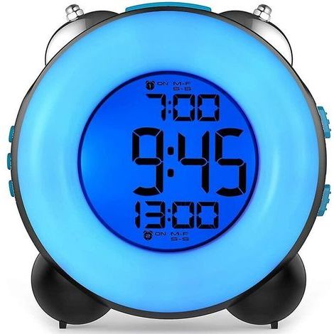 Lauter Wecker für Tiefschläfer mit optionalem Alarm, zwei Alarmeinstellungen und Schlummerfunktion (komplett blau) 1 Stück (1/5)