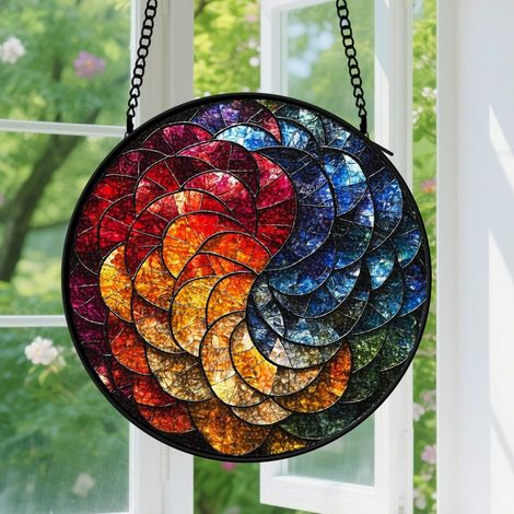 Capteur de soleil en vitrail - décoration spirituelle 9cm (1/4)