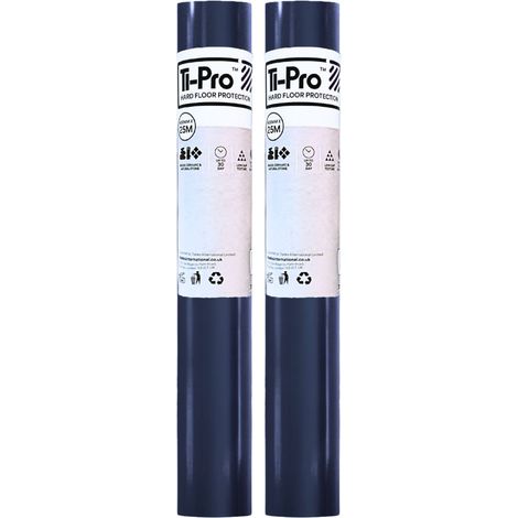 TI-Pro Blue Hard Floor Protector Film Roll 600mm x 25m - Self-Adhesive Waterproof Protective Film for Wood, Tile, Laminate, 2 Pack