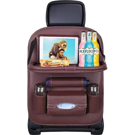 Organisateur de siège arrière de voiture avec plateau de table pliable, porte-plaquette en cuir PU pour les enfants (1/5)