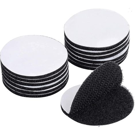 Lot de 12 attaches Velcro industrielles - Ruban adhésif double face - Autocollants antidérapants pour tapis, pour la maison et le bureau - Ruban adhésif rond de fixation murale de 5 cm (1/5)
