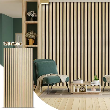 Wolketon Akustikpaneel Wandpaneel Moderne Wandpaneele Akustik HolzwandHolz 1 Paneele MDF Wandpaneele 120x60x2.1cm Hölzern