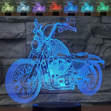 Veilleuse 3D à illusion moto, 7 couleurs changeantes, interrupteur tactile, alimentation USB, lampe de table LED décorative pour les fêtes, anniversaire, Noël et Halloween (1/5)