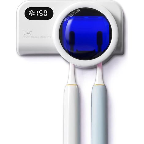 Soporte para cepillos de dientes con luz UV, secador recargable para cepillos de dientes eléctricos y manuales, organizador higiénico de pared para baño. (1/5)