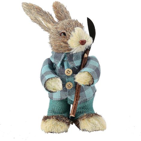 Lapin de Pâques réaliste et résistant, couleurs vives, décoration écologique en quenouille, figurine durable pour décoration festive, lot de 1, design naturel et lumineux. (1/5)