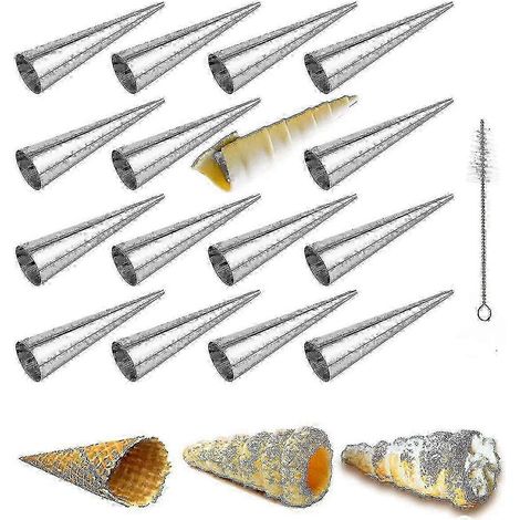 Ensemble de 16 moules à croissants au beurre en acier inoxydable avec pinceau, moule à roulé conique de 12,5 cm. (1/5)