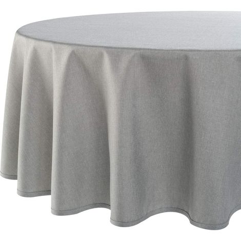 Nappe ovale avec protection anti-taches aspect lin Gris 160 x 220 cm (1/5)