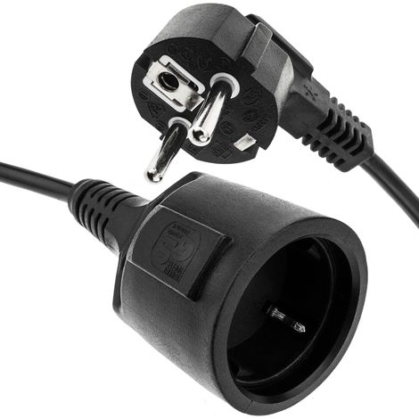 BeMatik - Extension de câble électrique schuko mâle à femelle de 15 m noir (1/5)