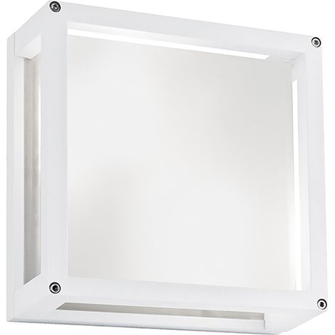 Applique et plafonnier d'extérieur DISCOVERY IP54, couleur blanc, structure en aluminium moulé sous pression et diffuseur en verre satiné - Groupe Rossini (1/3)
