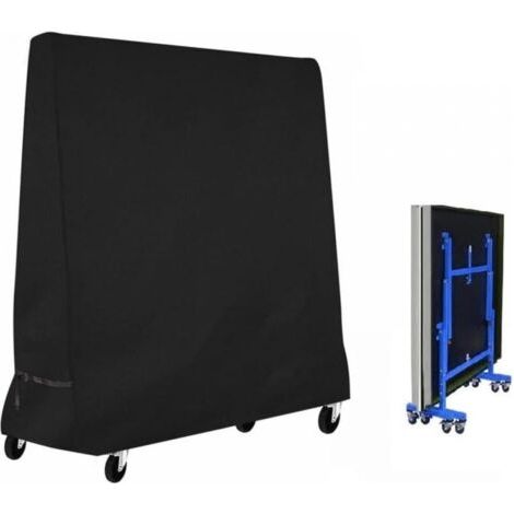 Housse de protection pour table de ping-pong d'extérieur, résistante aux déchirures, imperméable et coupe-vent, noire, 185 x 70 x 165 cm