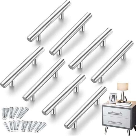 tiradores de cocina plateados, XU, tiradores huecos cepillados para armarios, tiradores de puerta de acero inoxidable, con tornillos, distancia de perforación de 96 mm, para cajones de armarios y puer