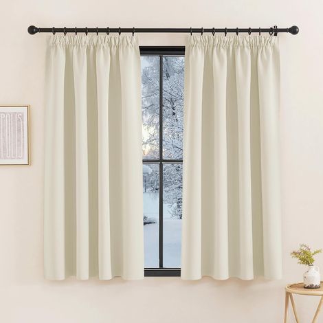 Lot de 2 Rideau Occultant, Galon Fronceur, Polyester, Isolation Thermique, Pour Chambre Salon Cuisine (1/5)