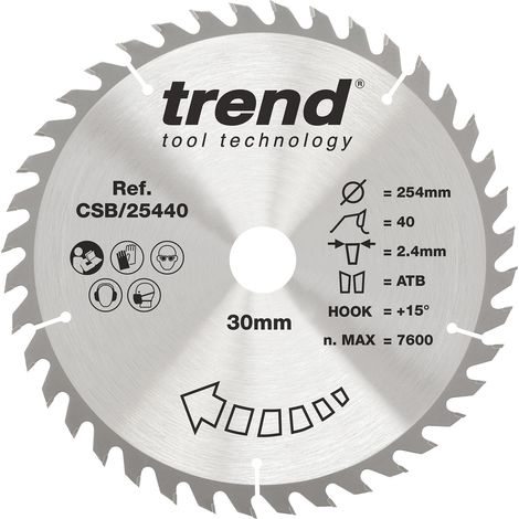 Lame de scie circulaire Wood 254 mm, alésage 30 mm, 40 dents TCT (1/5)
