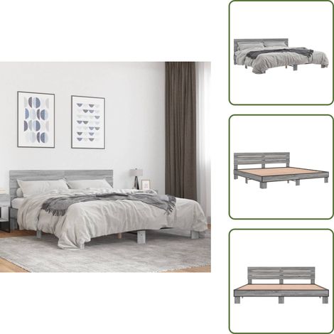 Cama de metal - vidaXL Estructura cama madera ingeniería metal gris Sonoma 200x200 cm - Cama gris Sonoma