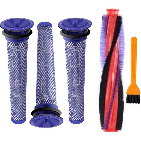 185 mm Bürstenwalze für Dyson V6 DC59 DC62 SV03 SV07 – Ersatz-Set (Ersetzt Filter, Ersatzteile und Zubehör für Dyson-Staubsauger) – Lieferumfang: 1x 185 mm Bürstenwalze, 3x HEPA-Filter und 1x Reinigun (1/5)