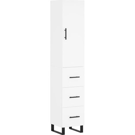 Aparador cajonera mueble almacenaje organizador cocina salón salón alto 345 x 34 x 180 cm madera de ingeniería blanco 020032428