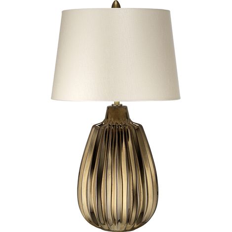 Lampada Da Scrivania Contemporanea Newham Ceramica Bronzo Bianco 1 Luce E27 (1/4)