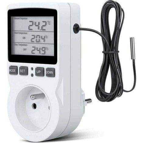 Thermostat Socket, Digital Timer Socket, Digital Programmable Socket with Probe, Programmable Digital Timer, Heating Thermostat Socket for Greenhouse, Aquarium (1/4)
