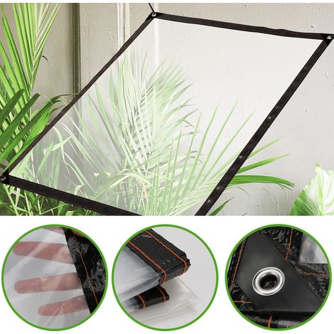 SWANEW Telo Impermeabile trasparente.telone trasparente con occhielli per uso esterno.telo in PE Telo impermeabile pieghevole in plastica 3x4m