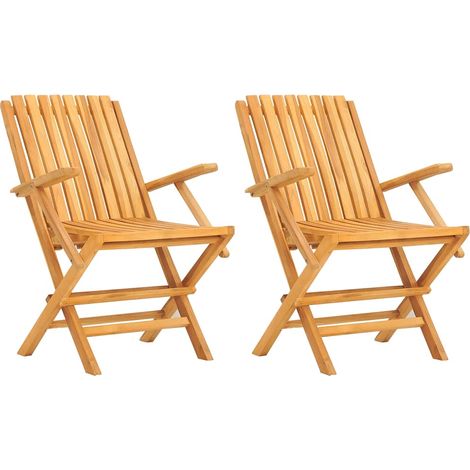 Lot de 2 Chaises de jardin,Chaise d'extérieur pliantes 61x67x90cm bois massif teck CFW7226322 (1/5)