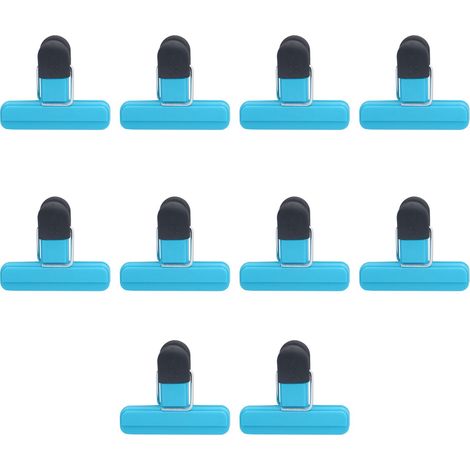 Lot de 10 pinces alimentaires en ABS pour sachets de chips : fermeture hermétique, multifonctions et antidérapantes, bleues (grandes). (1/5)