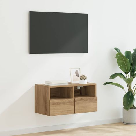 vidaXL Meuble TV mural Montage mural Chêne artisanal 60 x 30 x 30 cm