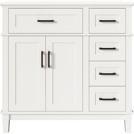 90 x 46 x 87 cm bodenstehender Badschrank weiß mit Keramikwaschbecken und Soft-Close-Schubladen (1/5)