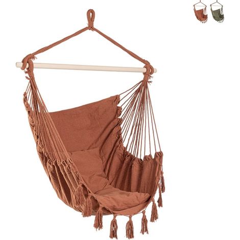 Hamac de jardin suspendu en tissu avec coussin 100x130 cm Juan YES - Rouge (1/4)