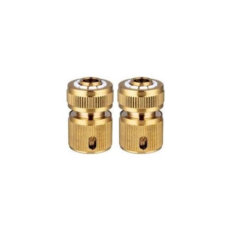 Lot de 2 Connecteur de réparation de tuyau en laiton, connecteur rapide d'extrémité de tuyau d'arrosage, pour tuyau d'arrosage de 1/2 pouce Connecteur d'extension rapide,adaptateur de robinet extensib (1/4)