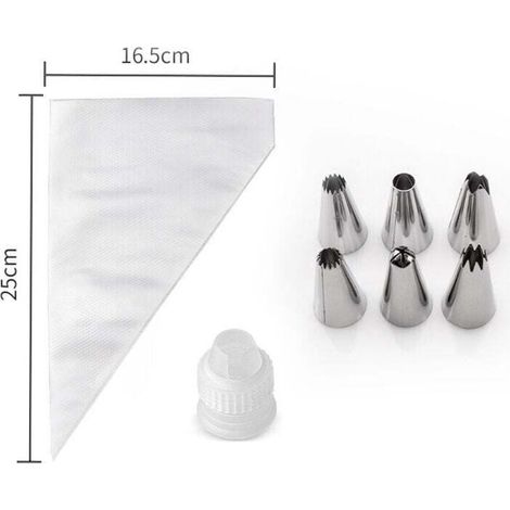 Poches à -DOUille Patisserie,100 grandes poches à -DOUille blanches réutilisables,6 -DOUilles à -DOUille.Convient pour Décorer des Gâteaux et des Biscuits-DOU (1/2)
