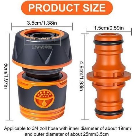 4 Pièces Raccord Tuyau D'arrosage 19mm,Connecteur Tuyau Arrosage 3/4",avec 2 Connecteur,Raccord Tuyau Arrosage 19mm pour rallonge de conduite d'eau et raccordement de Tuyau (1/5)