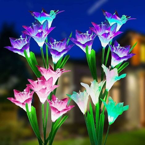 Solar-Gartenleuchten für den Außenbereich, farbwechselnd, Solarlampe für Garten, Terrasse und Wege, 4er-Set - Crezuo (1/4)