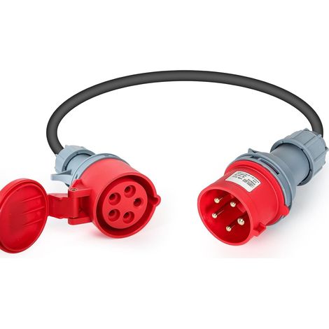 Adaptateur CEE mâle 32A vers Femelle 16A 400V Rallonge Electrique Exterieure Haute Intensité à 5 Broches Adaptateur 32A 16A 1m 5 x 2,5 mm² (1/5)