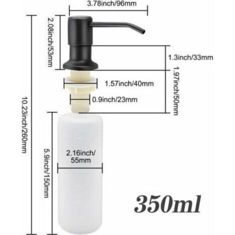 Distributeur De Savon - Acier Inoxydable - Pour Évier De Cuisine - 350 Ml - Encastrable - Diamètre Trou 24 À 36 Mm (1/5)