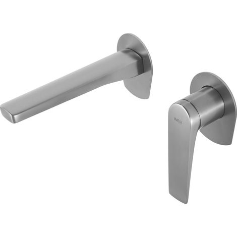 Rubinetto lavabo monocomando da incasso in ottone - Rubinetto lavabo monocomando - Rubinetto bagno da incasso Colore Acciaio Inox. Spazzolato (1/3)