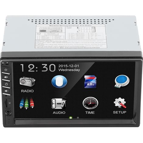 Autoradio 2 Din Lecteur MP5 Écran Tactile 7 Pouces HD Radio FM Stéréo Audio Bluetooth Mains Libres (1/5)