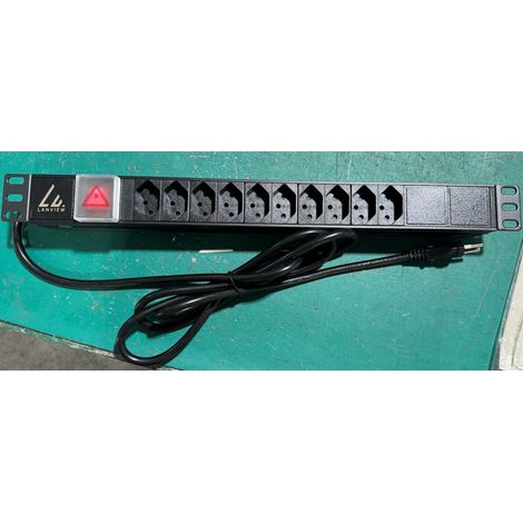 Lanview 19"-Steckdosenleiste, Rackmontage, 10 T13 10A-Steckdosen, Schalter, 2 m J-Kabel, LVR-2MCH-SW-CH10
