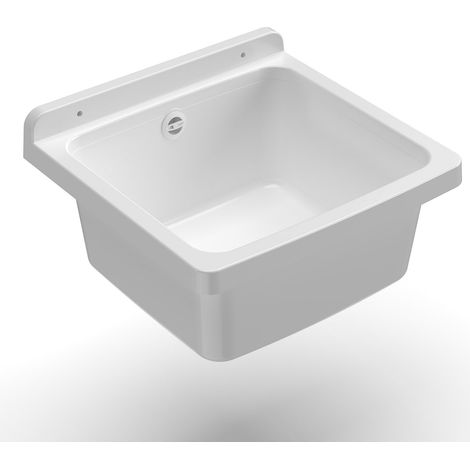 Lavatoio 40 cm Pilozzo a Parete Mini in Resina Bianco (1/5)