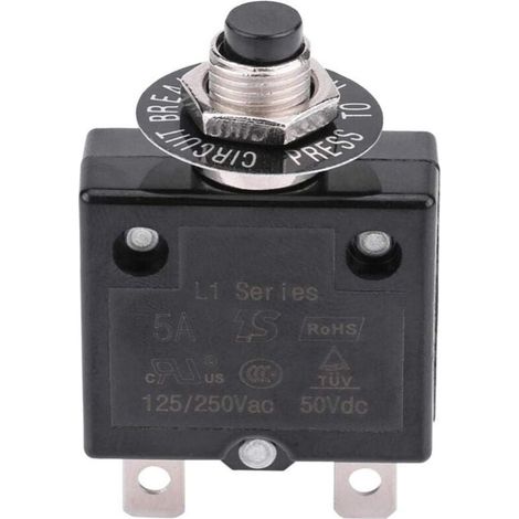 Trywise Disjoncteur 5A 8A 10A 15A 18A 20A 30A Interrupteur thermique de réinitialisation en option, 125-250V AC 50V DC Disjoncteur à bouton-poussoir de protection contre les surcharges de courant(30 (1/4)