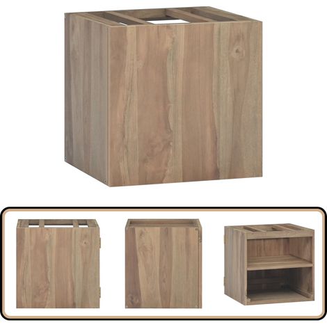 Wand-Badschrank 46x25,5x40 cm Massivholz Teak - Wandregal Bad - Holzschrank Bad - Teekmöbel - Badezimmeraufbewahrung - Handtuchhalter