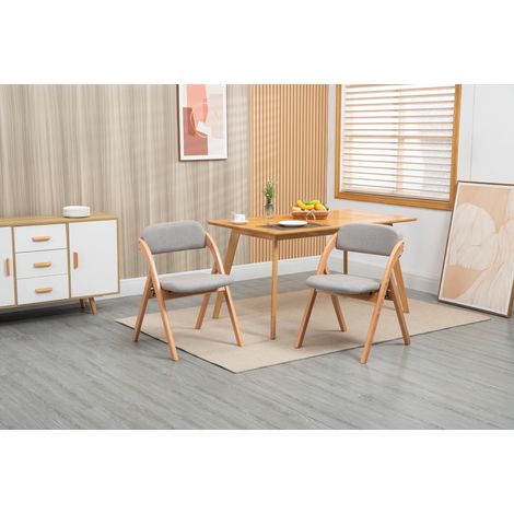 Set di 2 sedie pieghevoli da sala da pranzo grigie con seduta imbottita e gambe in legno (1/5)
