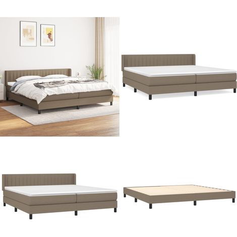 Sommier à lattes de lit avec matelas Taupe 200x200 cm Tissu - Lit Tapissier - Lit Double - Matelas À Ressorts Ensachés - Literie - Chambre À Coucher - Home & Living (1/5)