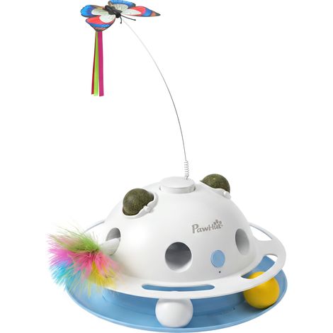 PawHut 4-in-1 Interactive Cat Toys with Butterfly, Feathers & Catnip Balls (1/5)