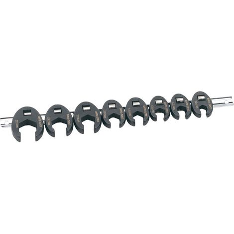 Draper 3/8" Square Drive Metric Crow Foot Spanner Set (8 Pieces) on Metal Rail (1/5)