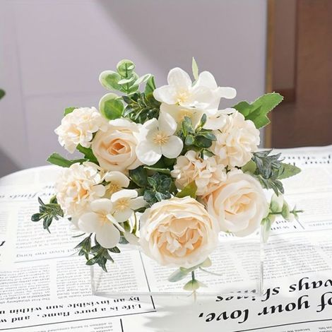 1 bouquet pivoines artificielles toucher réel, idéal embellissement jardin et entrée, blanc blanc FLEUR-P FLEUR-PLANTE ARTIFICIELLE (1/5)